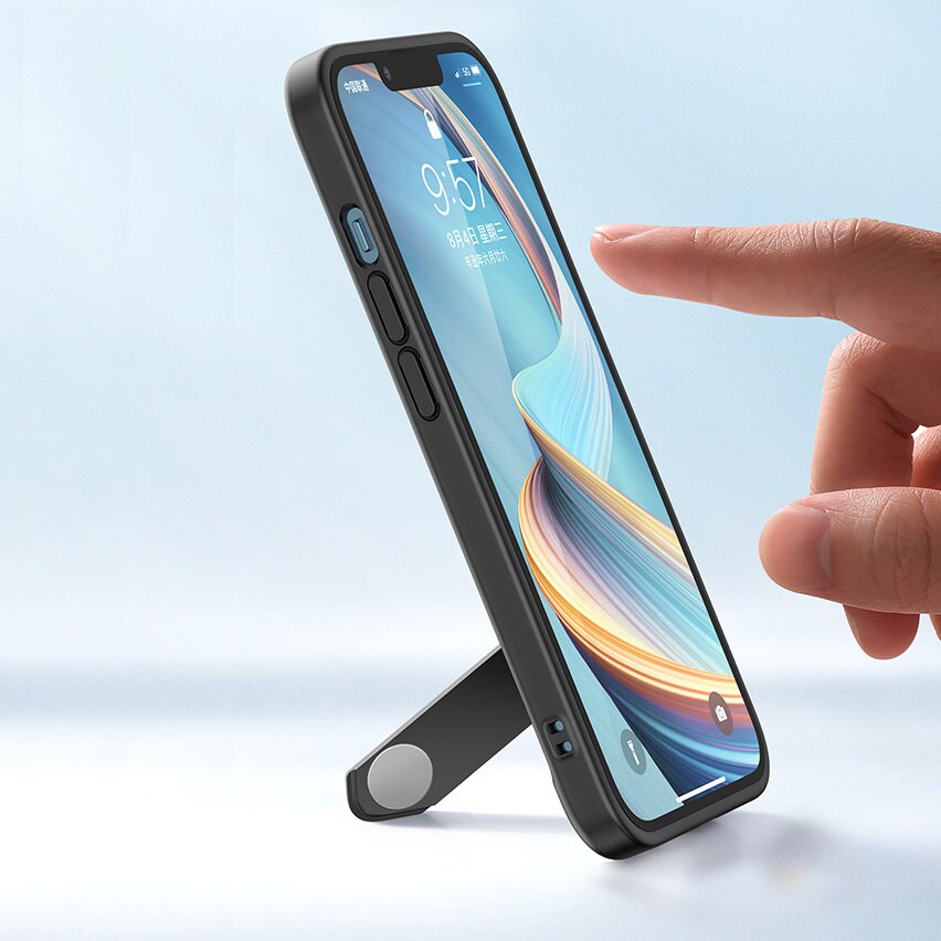 Ugreen Fusion Kickstand-etui iPhone 13 Pro Hardt deksel med gelramme og stativ svart (90153)