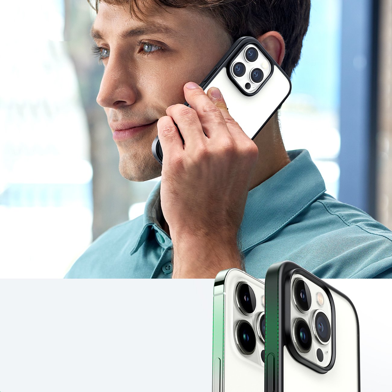 Ugreen LP635 Kickstand-beskyttelsesveske for iPhone 14 Pro - Hardt deksel med gelramme, svart