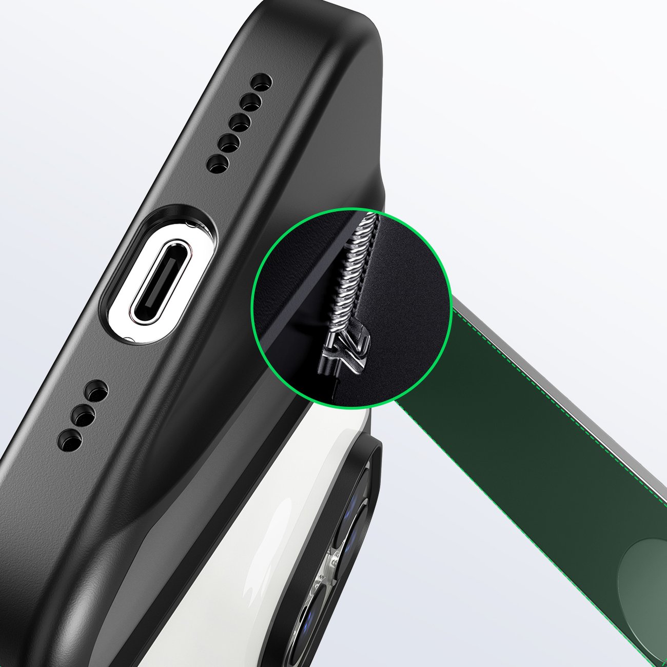 Ugreen LP635 Kickstand-beskyttelsesveske for iPhone 14 Pro - Hardt deksel med gelramme, svart