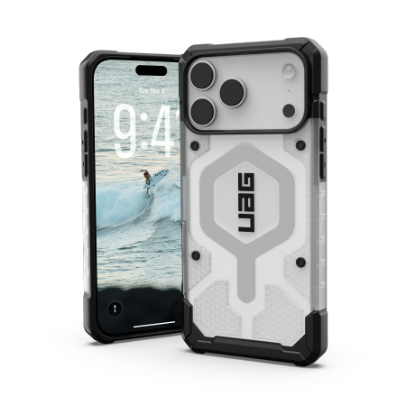 UAG Pathfinder Clear MagSafe-etui for iPhone 17 Pro Max - hvit og grå