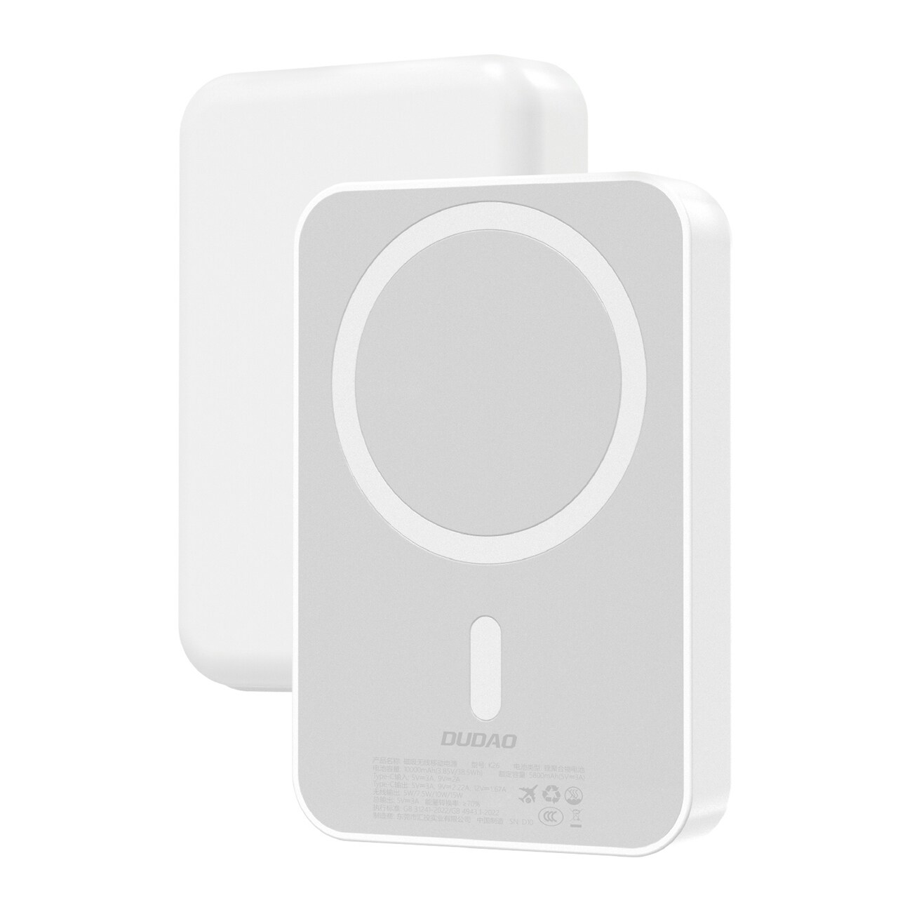 Dudao K26 Power Bank 10000mAh 20W USB-A / USB-C / MagSafe - Hvit