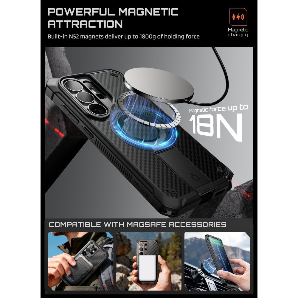 Supcase Unicorn Beetle Pro Mag Mag MagSafe 2-sett-etui for Samsung Galaxy S26 Ultra - Svart