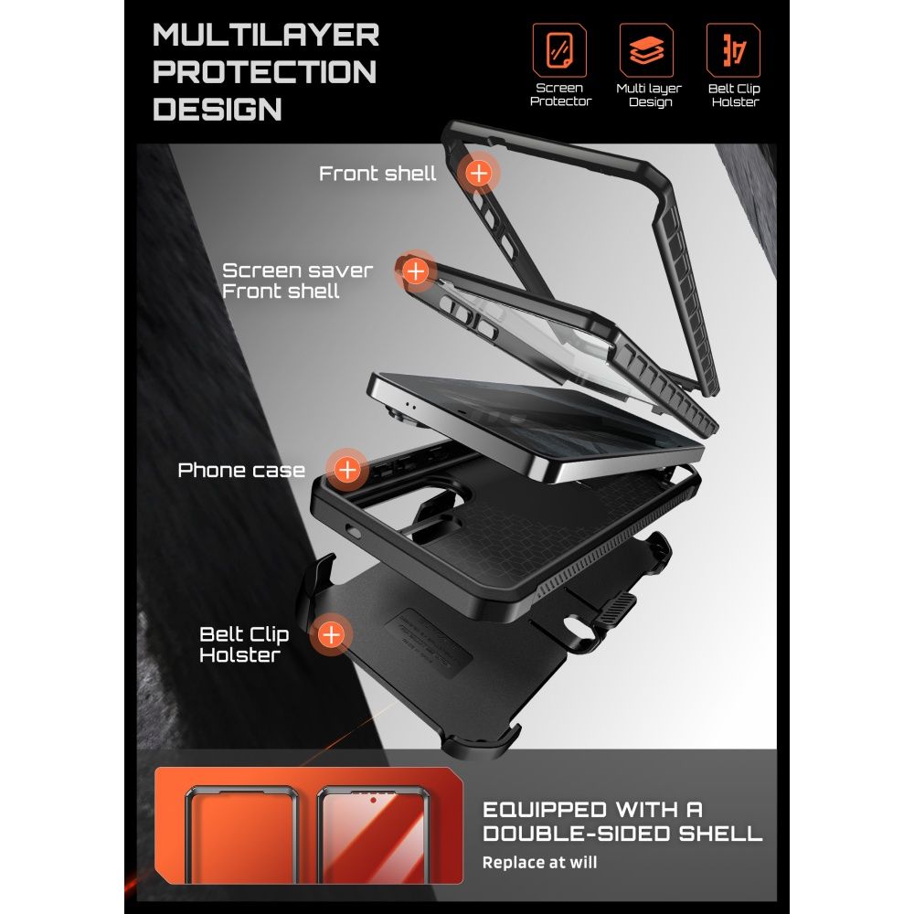 Supcase Unicorn Beetle Pro Mag Mag MagSafe 2-sett-etui for Samsung Galaxy S26 Ultra - Svart