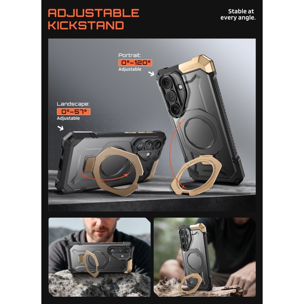 Supcase UB Grip Mag Mag MagSafe-etui for Samsung Galaxy S26 - Svart og brunt