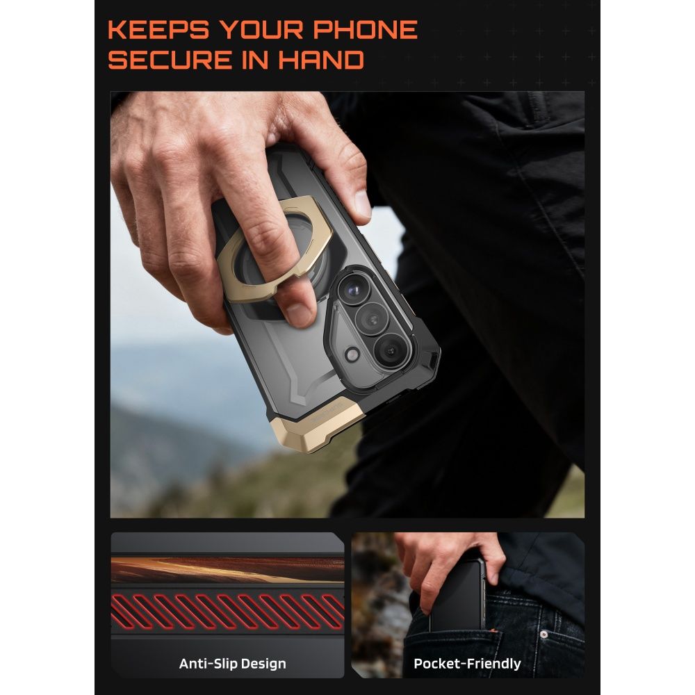 Supcase UB Grip Mag Mag MagSafe-etui for Samsung Galaxy S26 - Svart og brunt