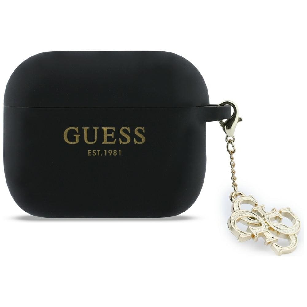 Guess 4G Charm-etui i silikon for AirPods Pro 3 - svart