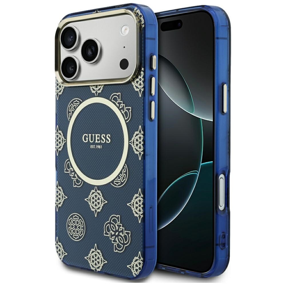 Guess IML Peony Dot MagSafe-etui for iPhone 17 Pro Max - Blå