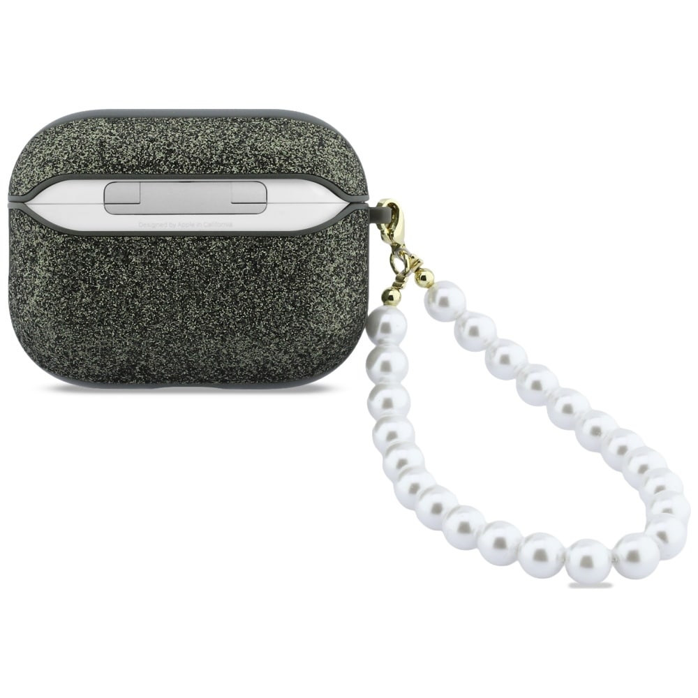 Guess Glitter Pearl Strap-etui for AirPods Pro 3 - svart og glitter