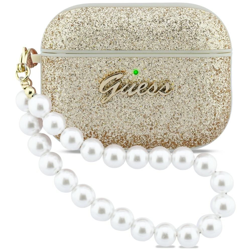 Guess Glitter Pearl Strap-etui for AirPods Pro 3 - Gull