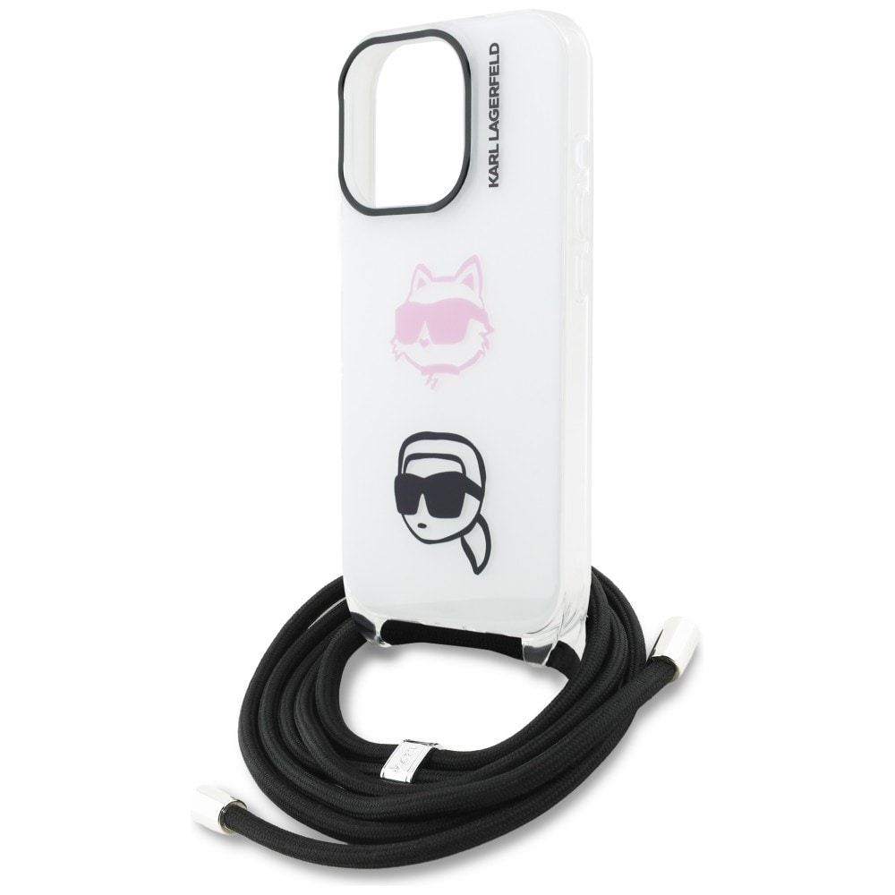 Karl Lagerfeld IML Crossbody Karl&Choupette Head Case for iPhone 16 Pro - Hvit