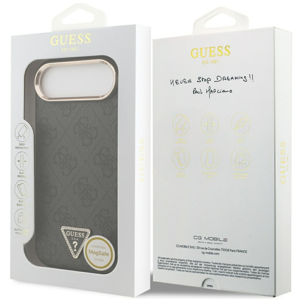 Guess 4G MagSafe-etui med trekantlogo for iPhone Air - svart og gull