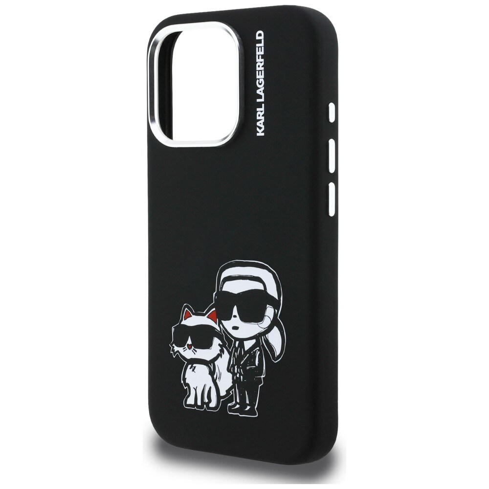 Karl Lagerfeld Karl&Choupette Sketch MagSafe-etui i silikon for iPhone 16 Pro - Svart
