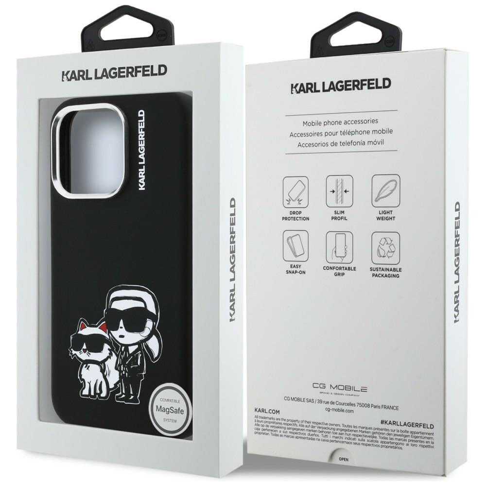 Karl Lagerfeld Karl&Choupette Sketch MagSafe-etui i silikon for iPhone 16 Pro - Svart