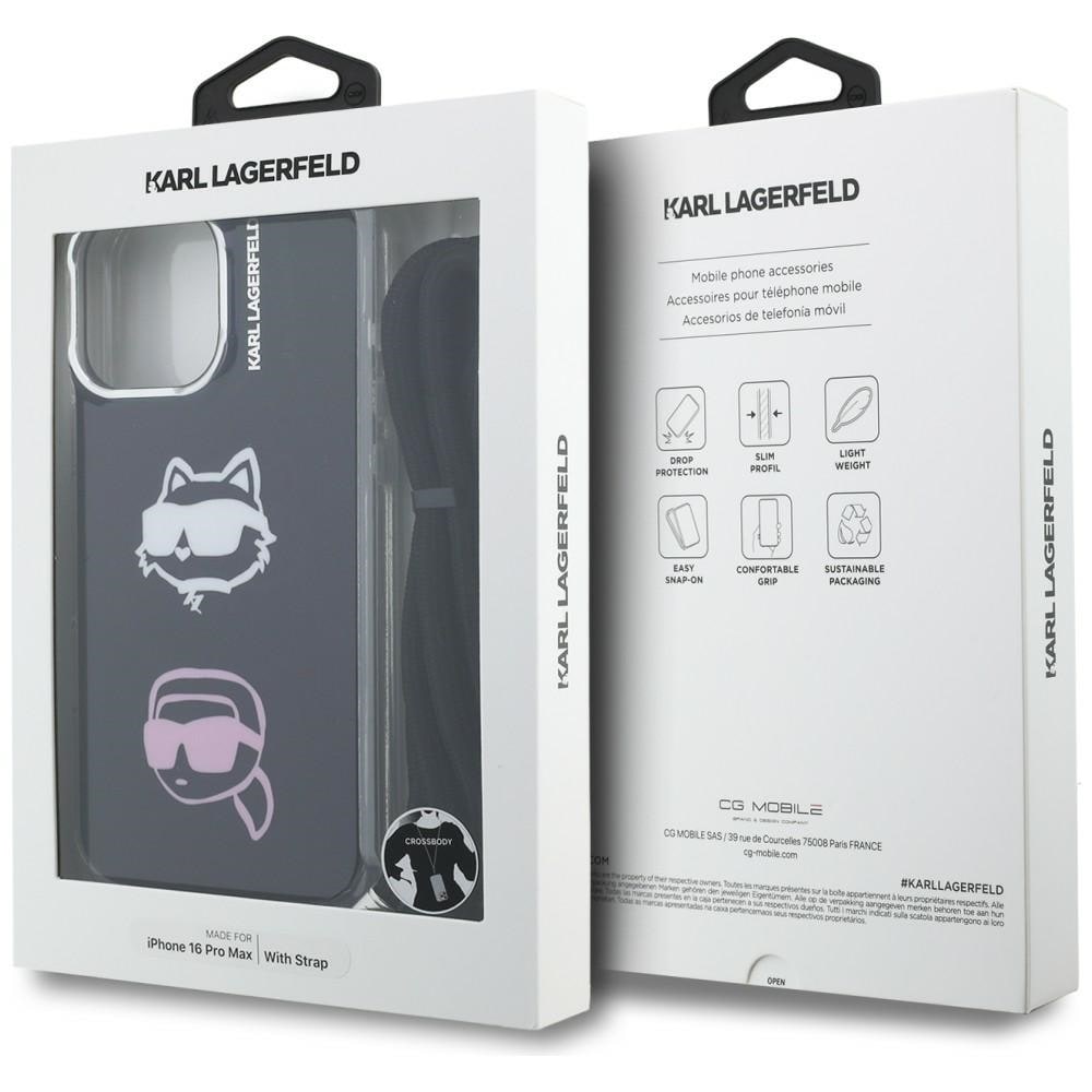 Karl Lagerfeld IML Crossbody Karl&Choupette Head Case for iPhone 16 Pro Max - Svart