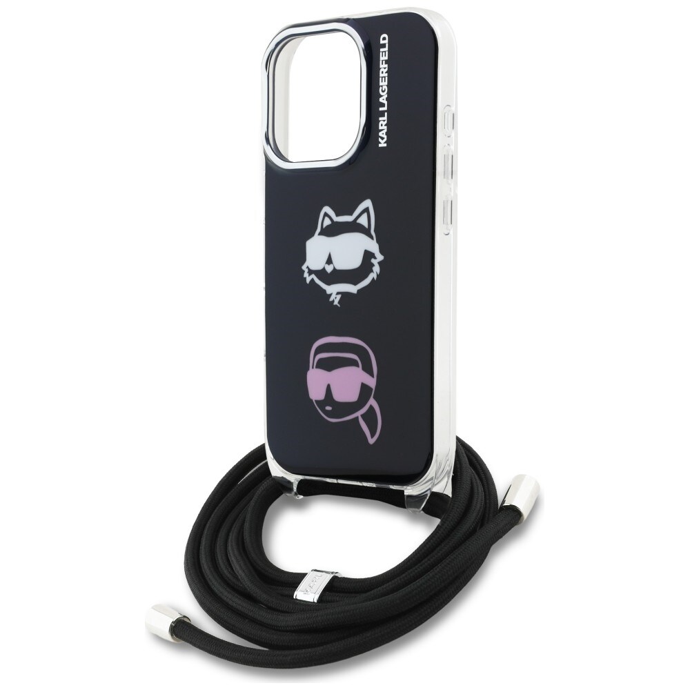 Karl Lagerfeld IML Crossbody Karl&Choupette Head Case for iPhone 16 Pro - Svart