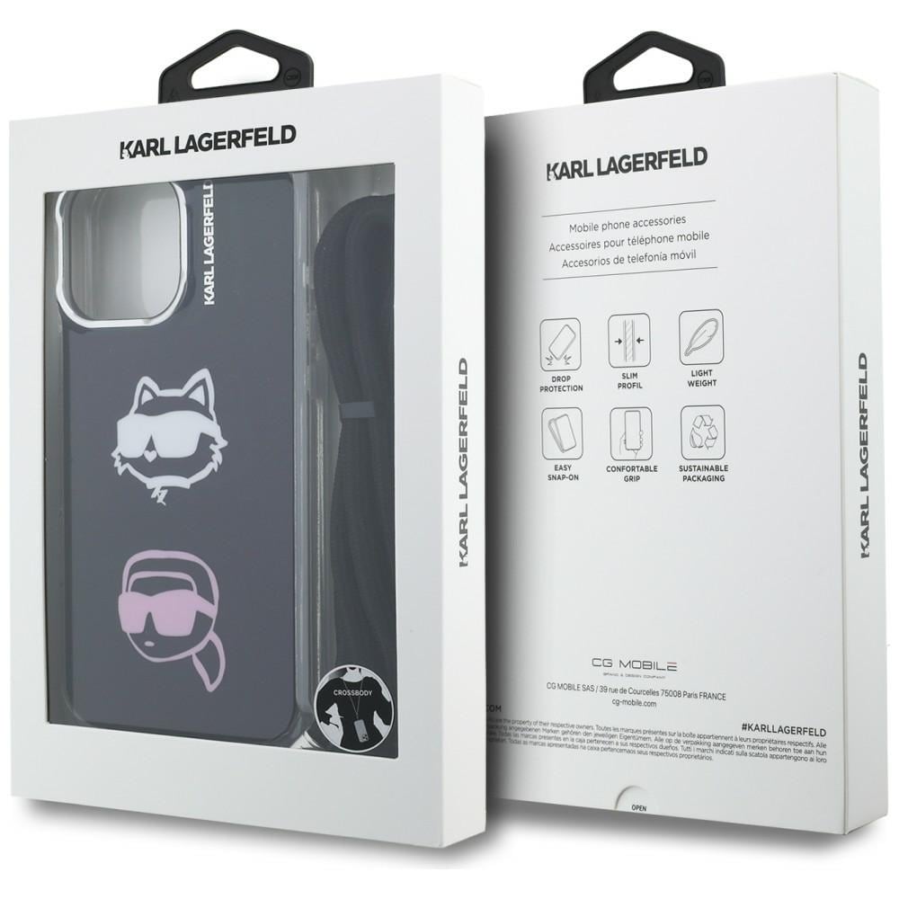 Karl Lagerfeld IML Crossbody Karl&Choupette Head Case for iPhone 16 Pro - Svart