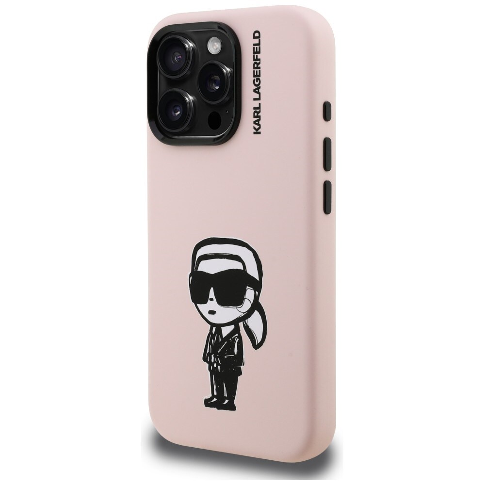 Karl Lagerfeld MagSafe-etui i silikon med Karl Sketch-tegning til iPhone 16 Pro Max - Rosa