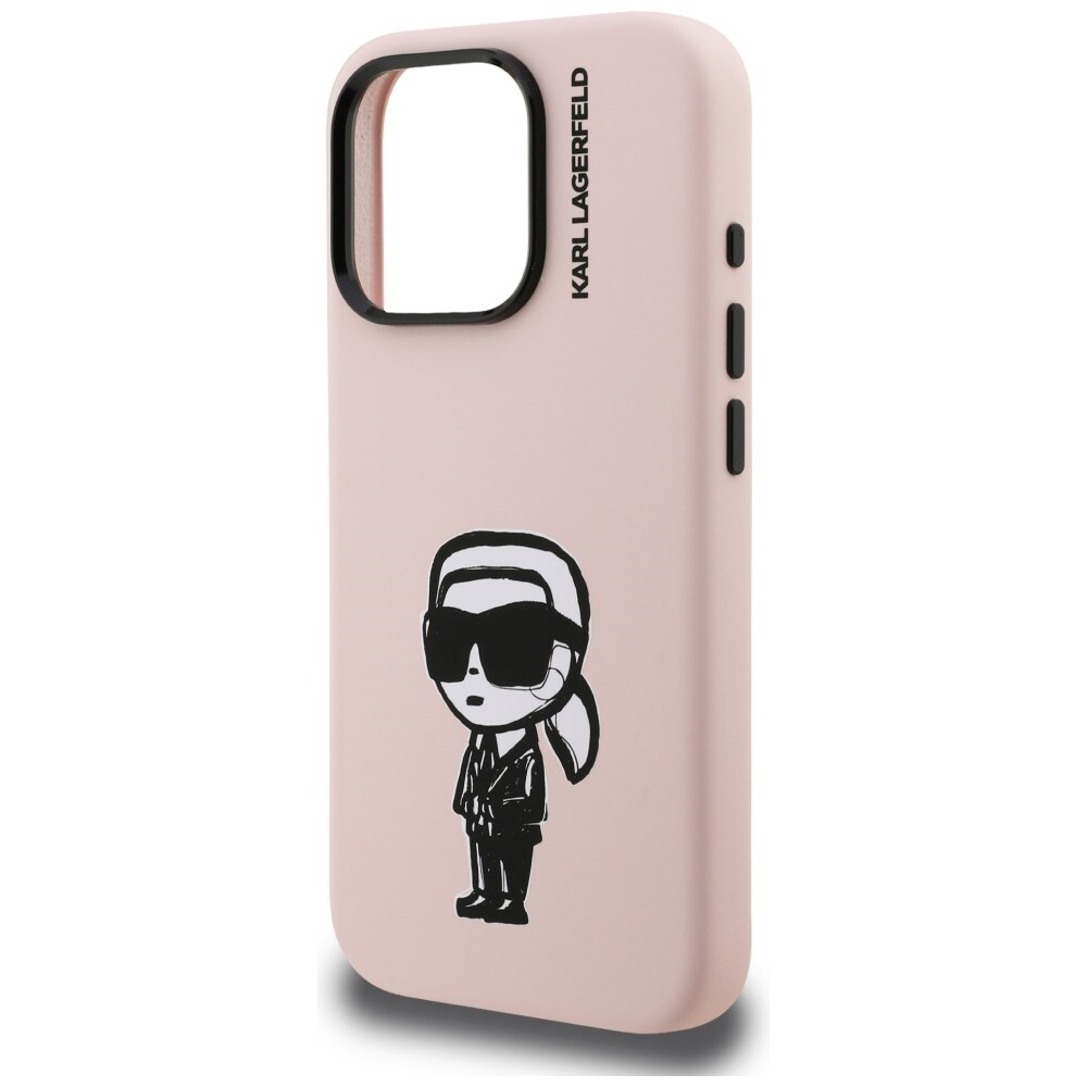 Karl Lagerfeld MagSafe-etui i silikon med Karl Sketch-tegning til iPhone 16 Pro Max - Rosa