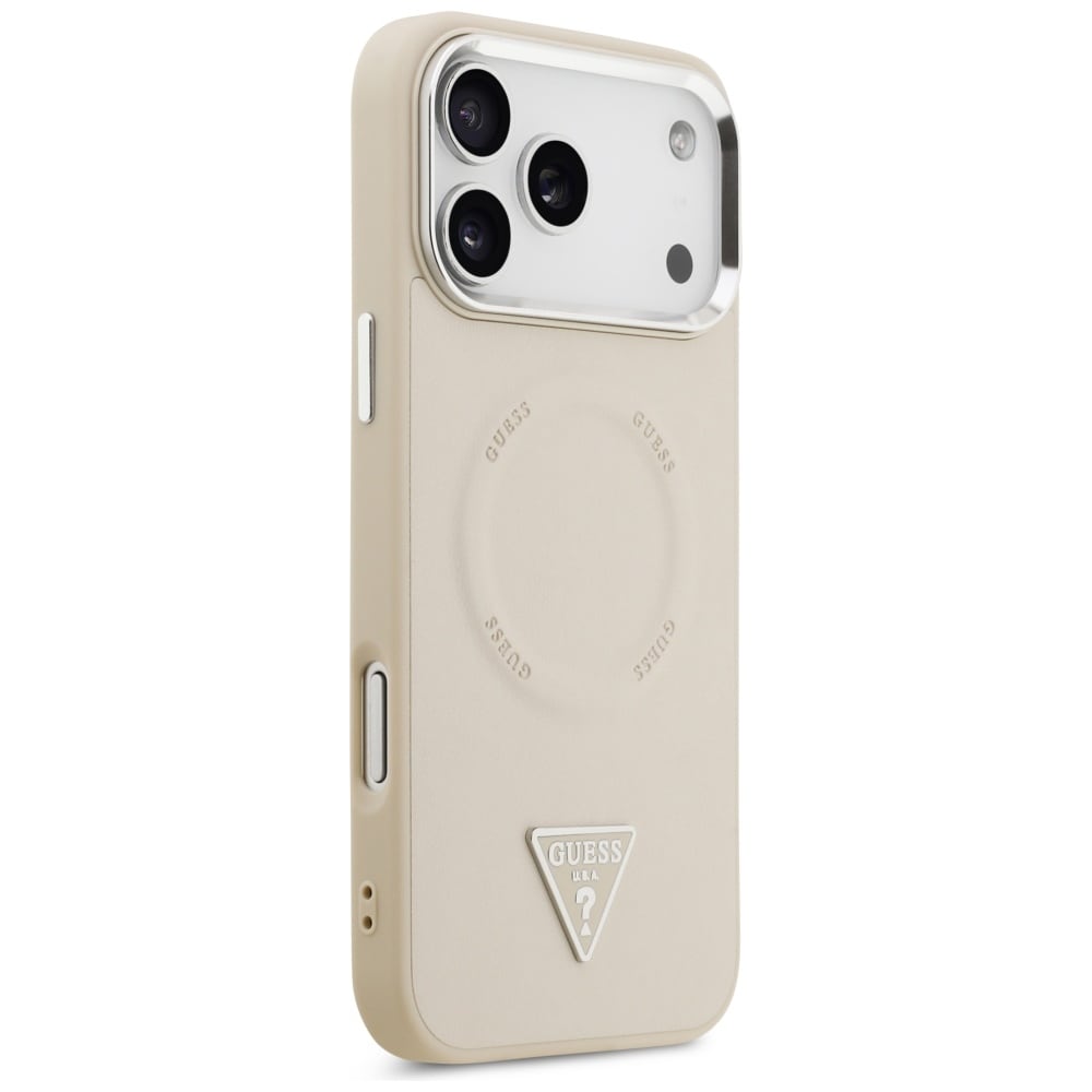 Guess MagSafe-etui med trekantlogo for iPhone 17 Pro - Beige