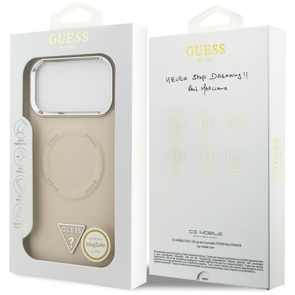 Guess MagSafe-etui med trekantlogo for iPhone 17 Pro - Beige