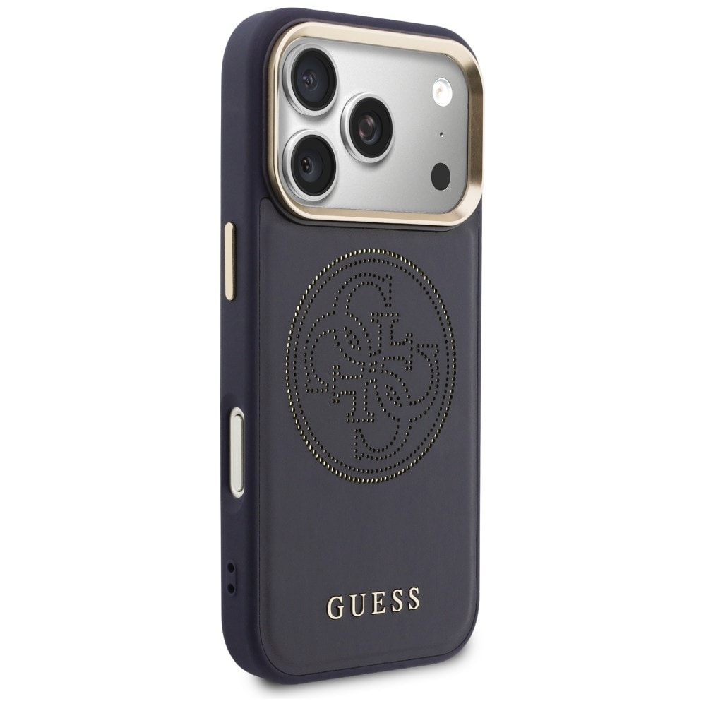 Guess Perforert 4G MagSafe-etui for iPhone 17 Pro - blå