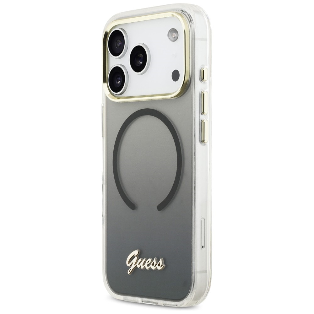Guess IML Gradient Script MagSafe-etui i metall for iPhone 17 Pro Max - svart