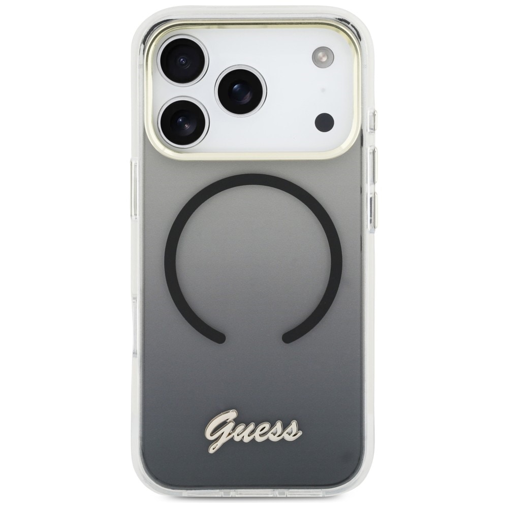 Guess IML Gradient Script MagSafe-etui i metall for iPhone 17 Pro Max - svart