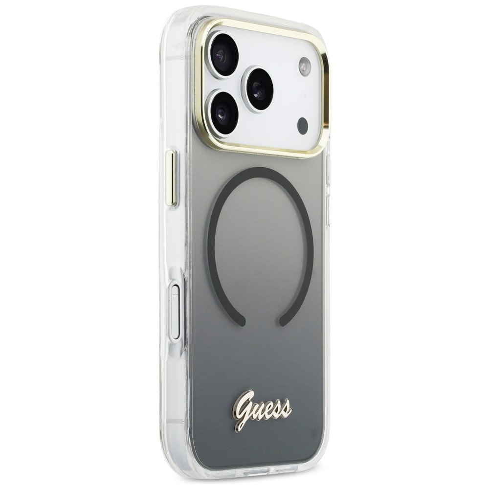 Guess IML Gradient Script MagSafe-etui i metall for iPhone 17 Pro Max - svart