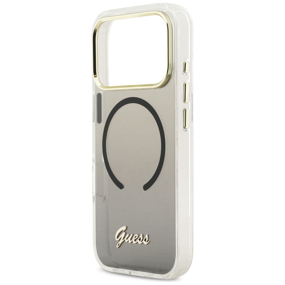 Guess IML Gradient Script MagSafe-etui i metall for iPhone 17 Pro Max - svart