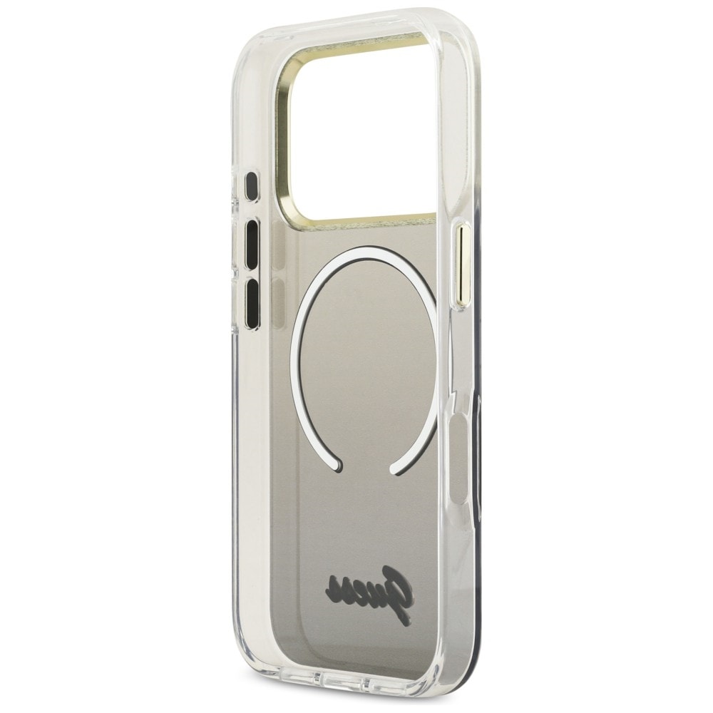 Guess IML Gradient Script MagSafe-etui i metall for iPhone 17 Pro Max - svart
