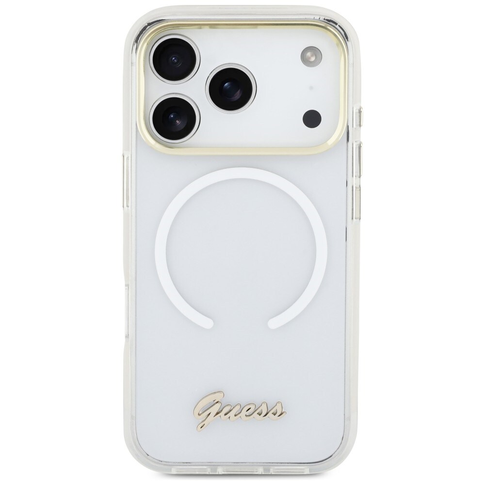 Guess IML Gradient Script MagSafe-etui i metall for iPhone 17 Pro - Hvit