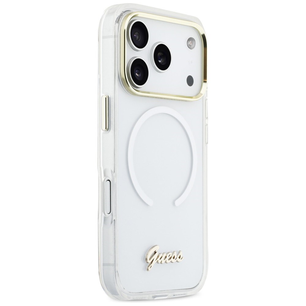 Guess IML Gradient Script MagSafe-etui i metall for iPhone 17 Pro - Hvit