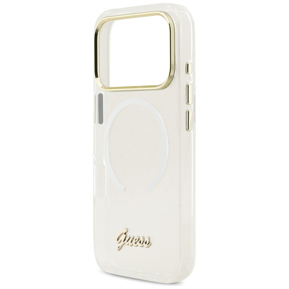 Guess IML Gradient Script MagSafe-etui i metall for iPhone 17 Pro - Hvit