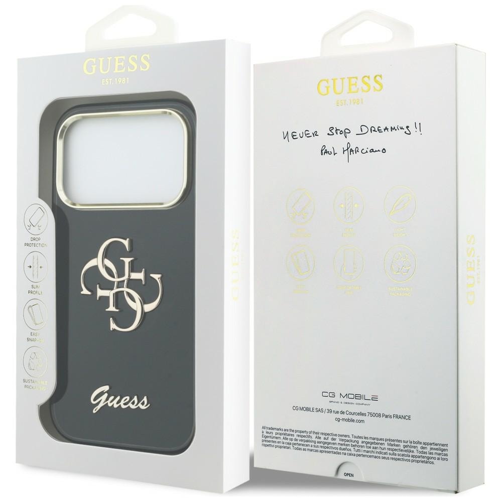 Guess IML 4G Script metallveske for iPhone 17 Pro - svart