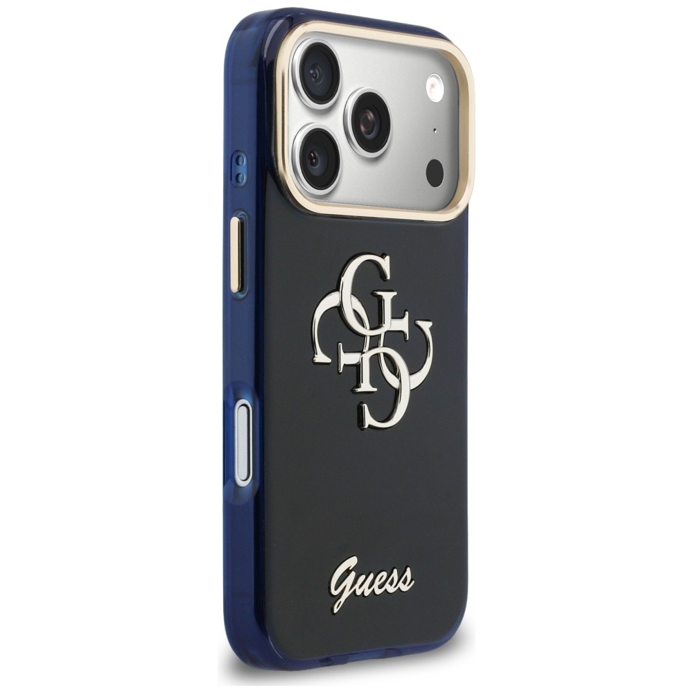 Guess IML 4G Script metallveske for iPhone 17 Pro - blå