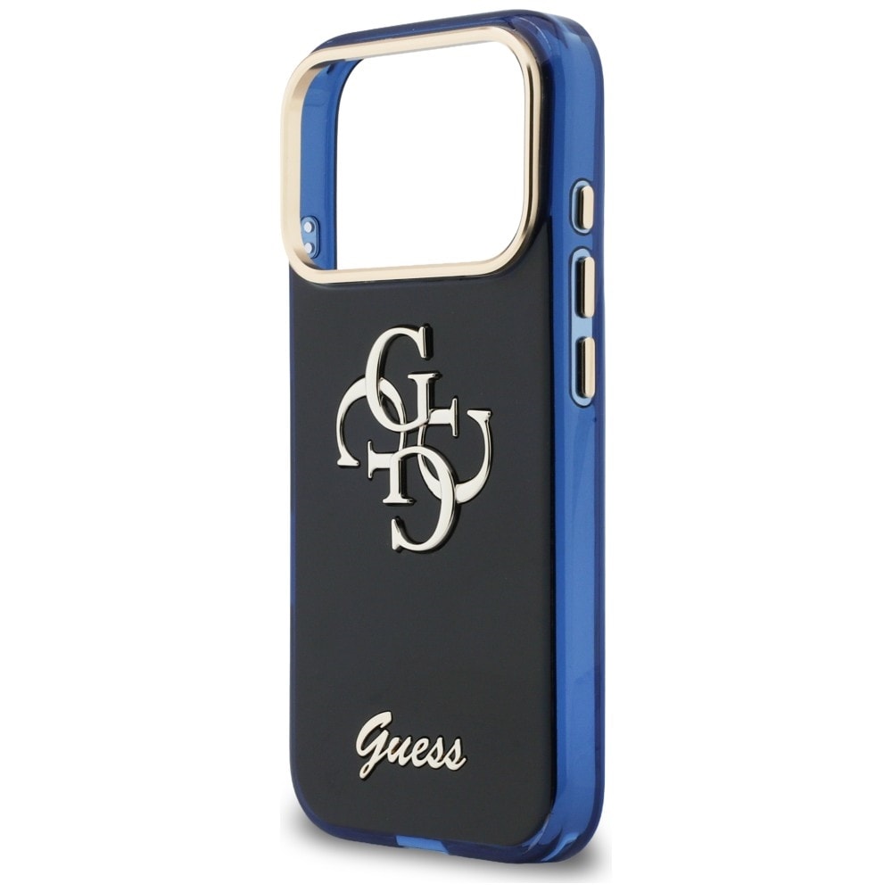 Guess IML 4G Script metallveske for iPhone 17 Pro - blå