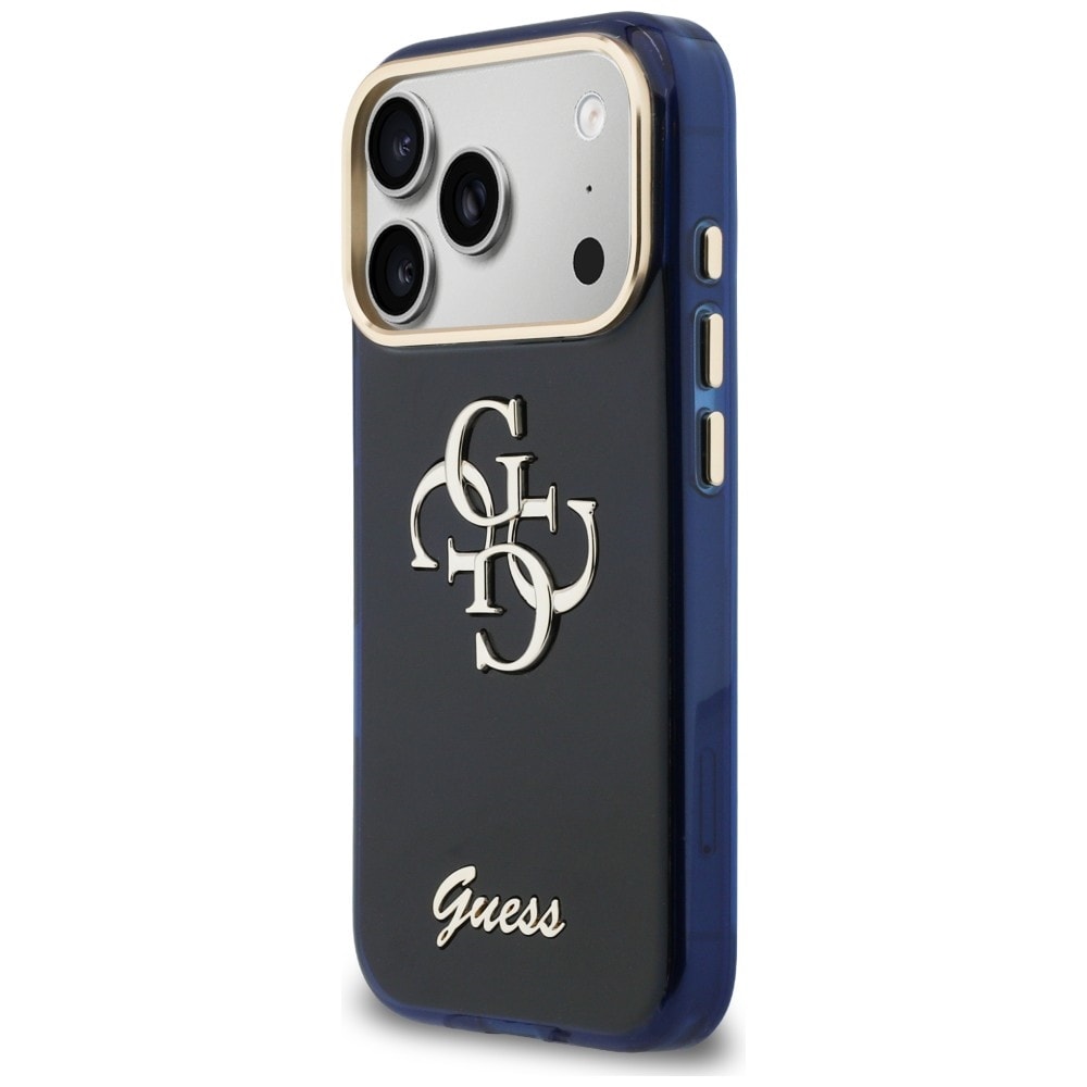 Guess IML 4G Script Metallveske for iPhone 17 Pro Max - blå
