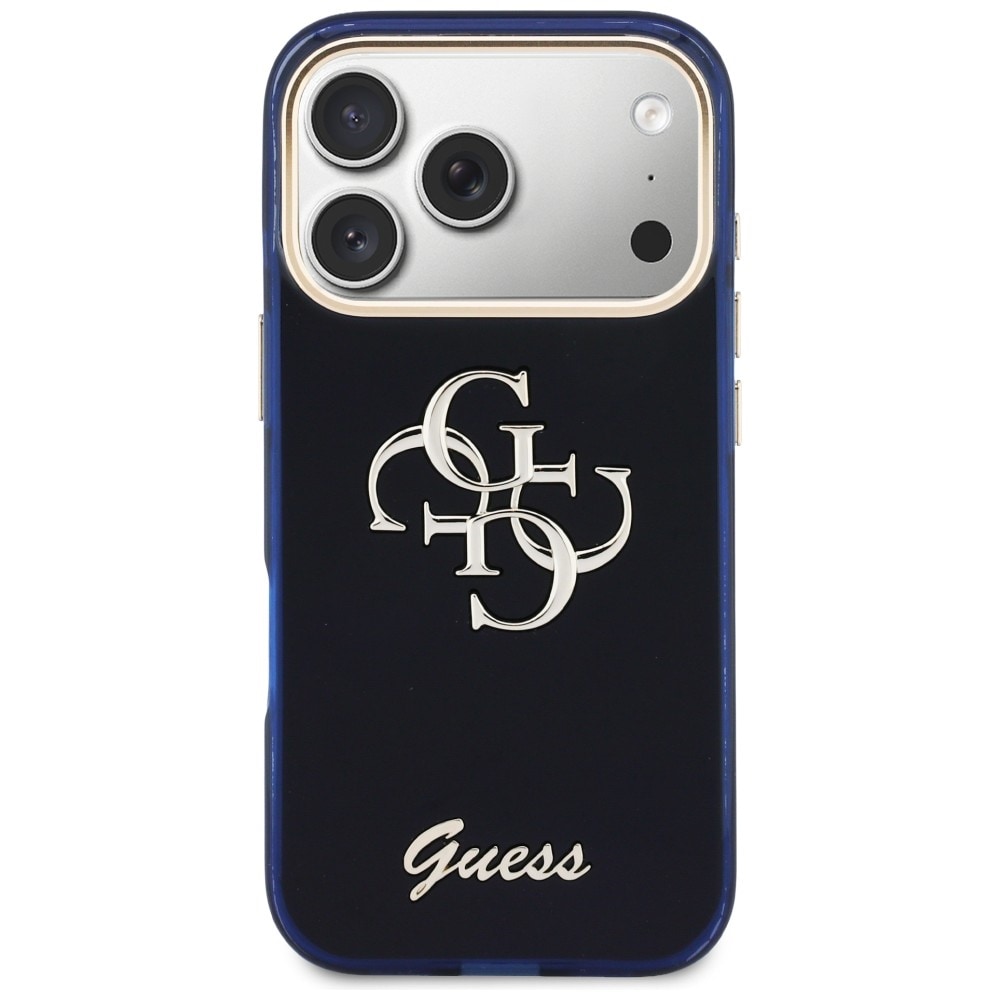 Guess IML 4G Script Metallveske for iPhone 17 Pro Max - blå