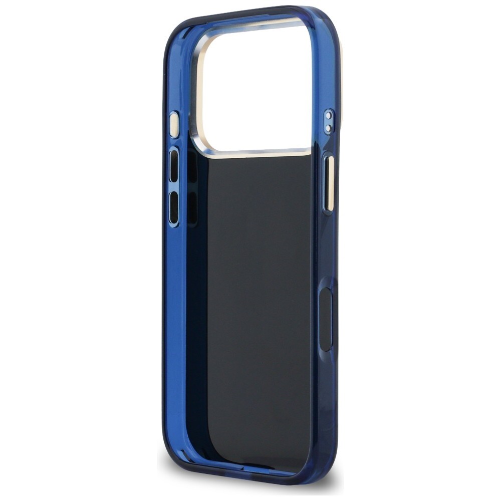 Guess IML 4G Script Metallveske for iPhone 17 Pro Max - blå