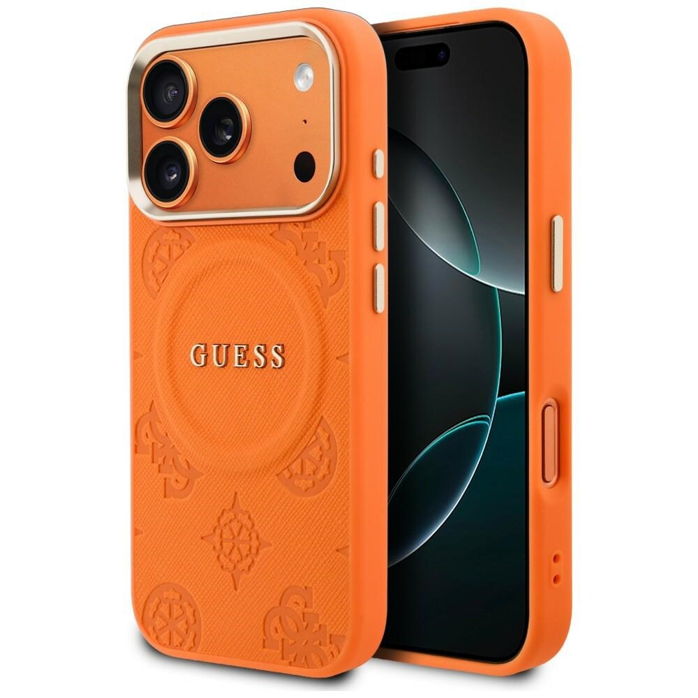 Guess Peony Hot Stamp MagSafe-etui for iPhone 17 Pro - Oransje