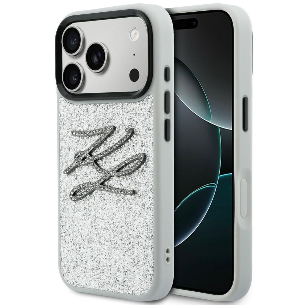 Karl Lagerfeld IML IML Glitter KL Diamond Logo-etui for iPhone 17 Pro - sølv