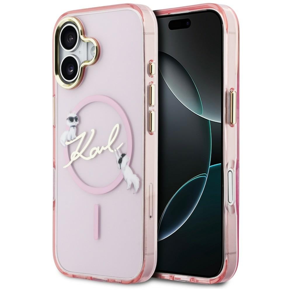 Karl Lagerfeld IML Choupettes Karl Script Logo MagSafe iPhone 17-etui - Rosa