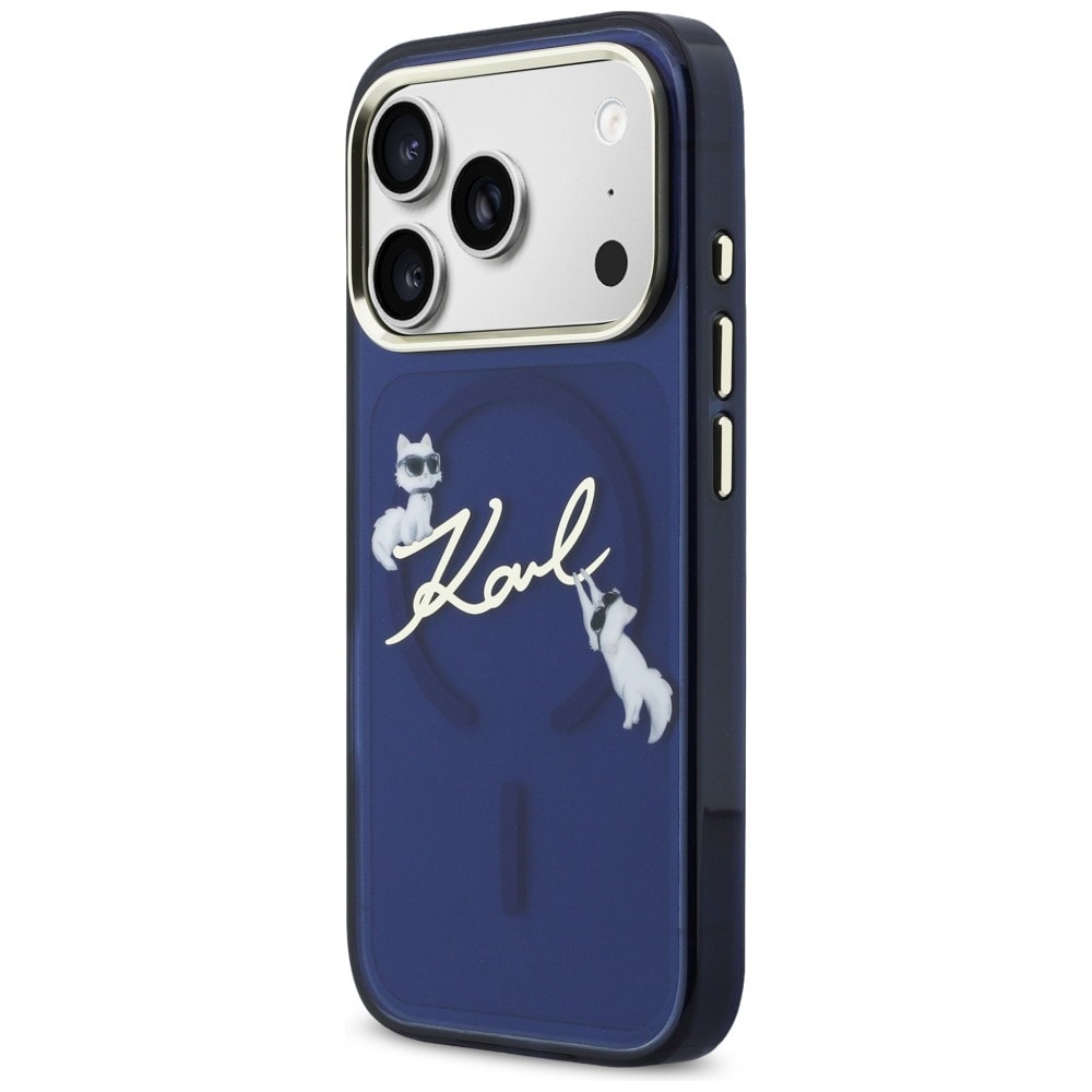 Karl Lagerfeld IML Choupettes Karl Script Logo MagSafe-etui for iPhone 17 Pro Max - Blå