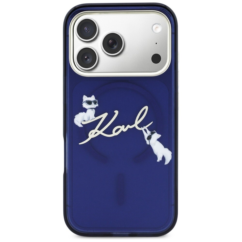 Karl Lagerfeld IML Choupettes Karl Script Logo MagSafe-etui for iPhone 17 Pro Max - Blå