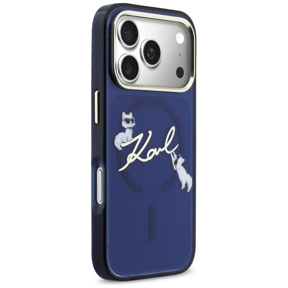 Karl Lagerfeld IML Choupettes Karl Script Logo MagSafe-etui for iPhone 17 Pro Max - Blå