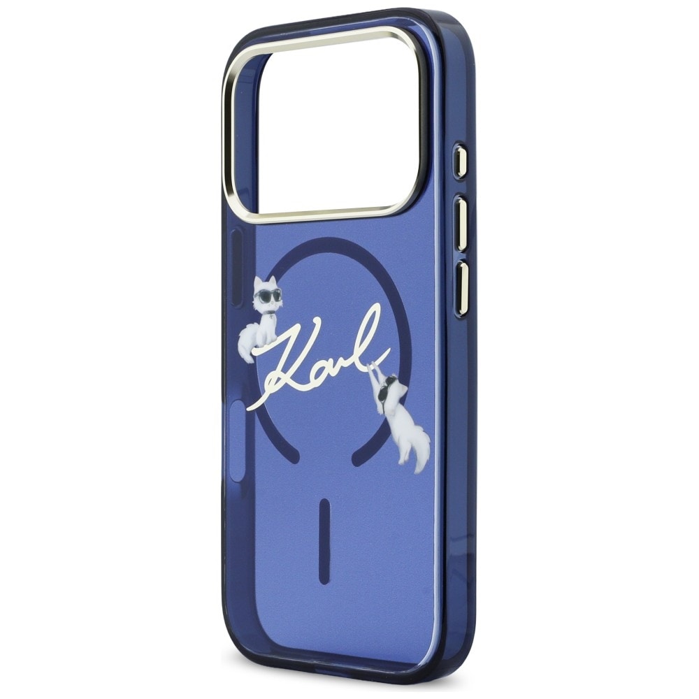 Karl Lagerfeld IML Choupettes Karl Script Logo MagSafe-etui for iPhone 17 Pro Max - Blå