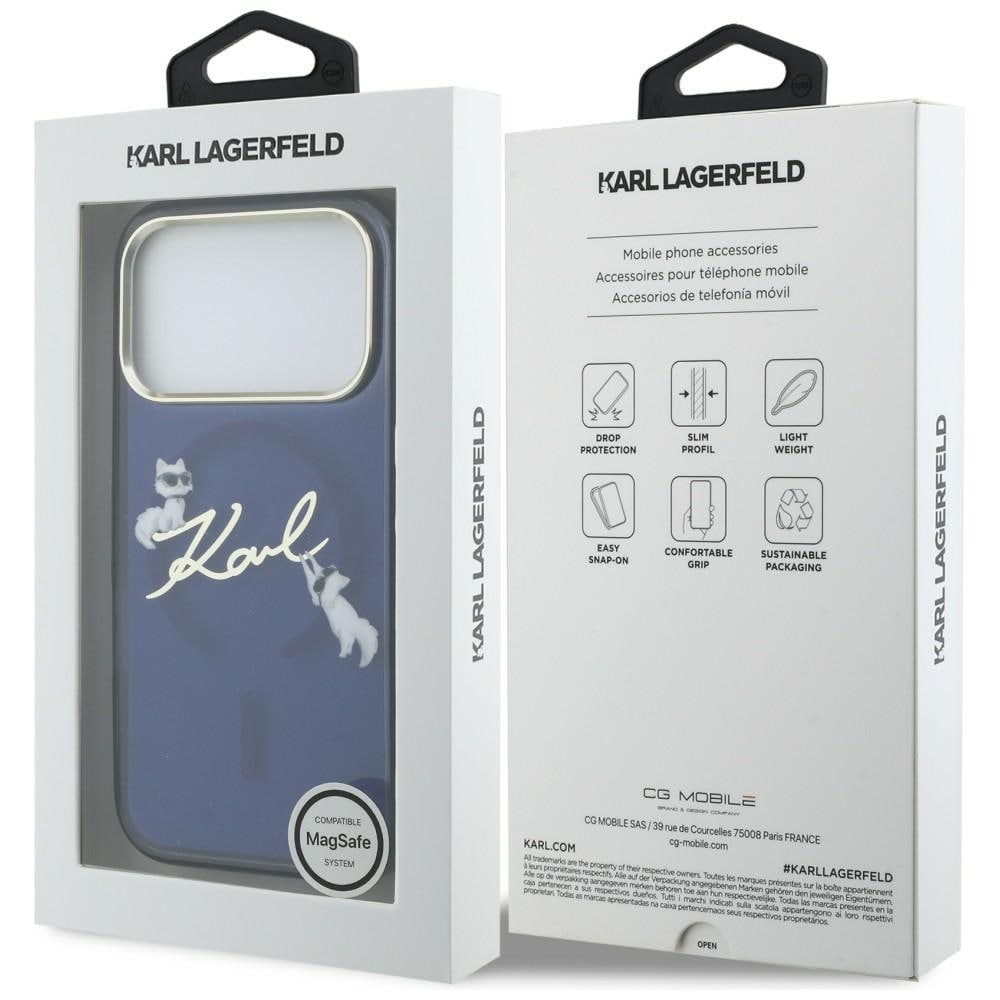 Karl Lagerfeld IML Choupettes Karl Script Logo MagSafe-etui for iPhone 17 Pro Max - Blå