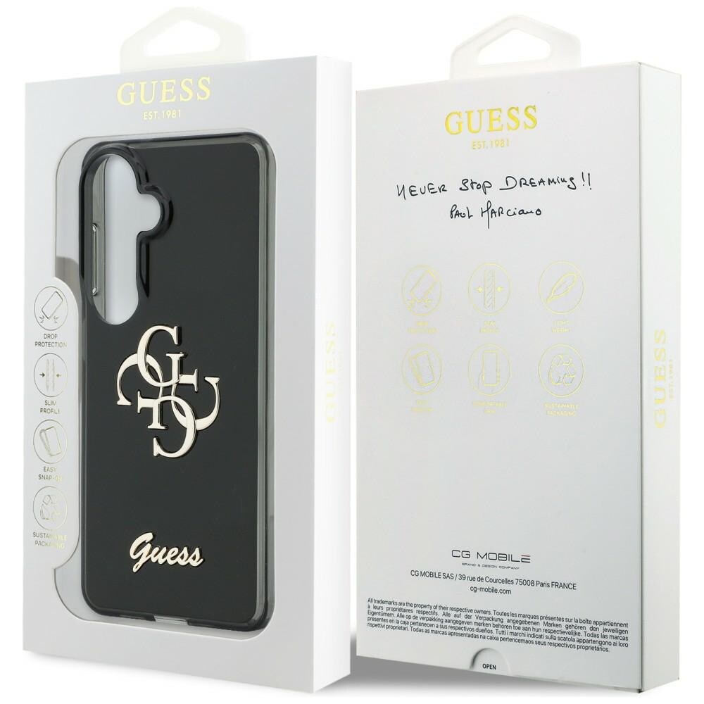Guess IML Big Metal 4G Script-etui for Samsung Galaxy S26 - svart