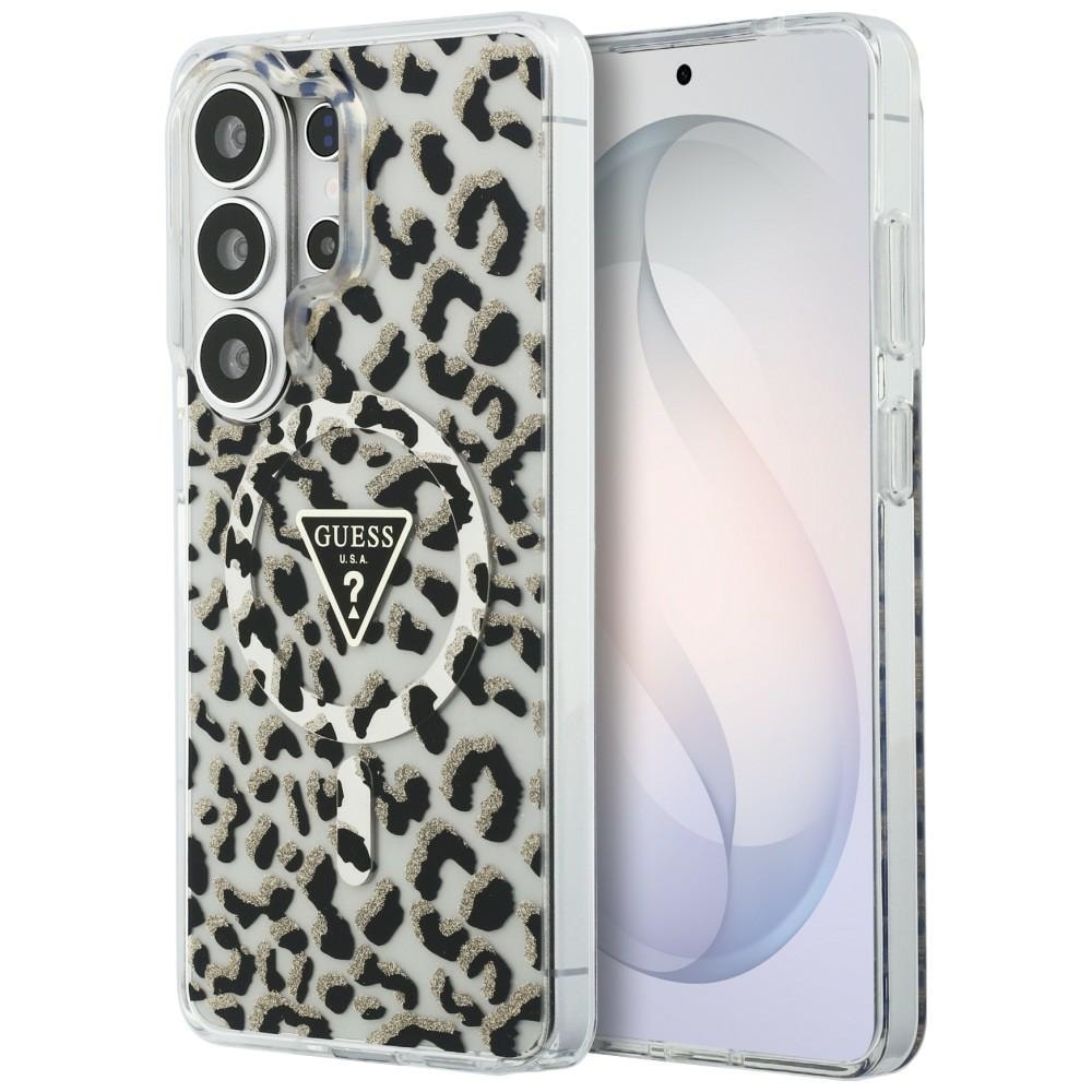 Guess IML MagSafe-etui med leopardtrykk i trekant for Samsung Galaxy S26 Ultra - svart