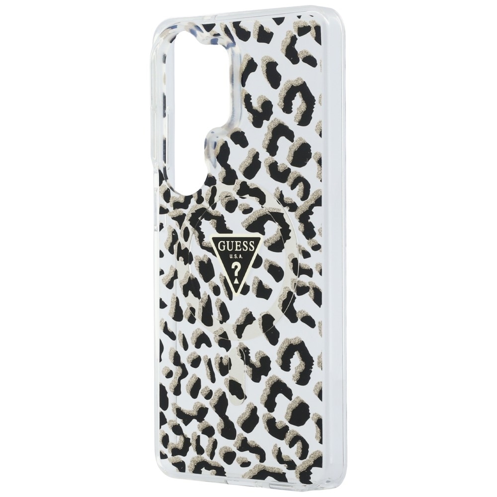 Guess IML MagSafe-etui med leopardtrykk i trekant for Samsung Galaxy S26 Ultra - svart